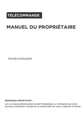 Midea RG10E21/BGEF Manuel Du Propriétaire