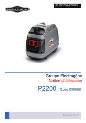 Briggs & Stratton P2200 Notice D'utilisation