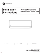 Ge GS09WB1BEA Instructions D'installation