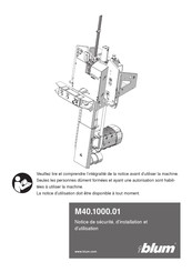 blum M40.1000.01 Notice D'installation Et D'utilisation
