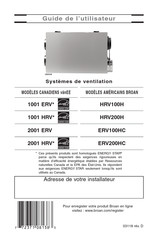 Broan 1001 ERV Guide De L'utilisateur