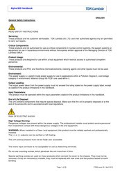 Tdk-Lambda Alpha 800 Mode D'emploi
