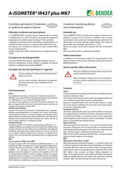 Bender A-ISOMETER IR427 plus MK7 Mode D'emploi