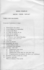 Novag MICRO CHESS Mode D'emploi