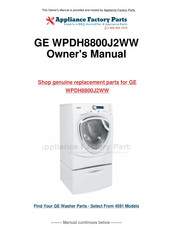 GE Profile WPDH8800J2WW Manuel D'utilisation Et D'installation