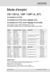 Binder CBF 170 Mode D'emploi