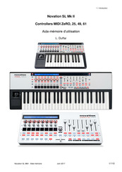 Novation SL 61 Mk II Aide-Mémoire D'utilisation