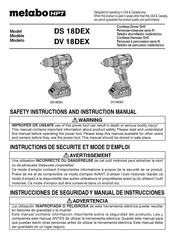 Metabo HPT DS 18DEX Instructions De Sécurité Et Mode D'emploi