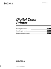 Sony UP-D70A Mode D'emploi