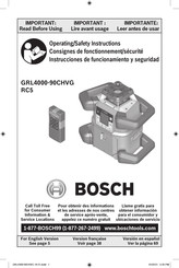 Bosch GRL4000-90CHVG Consignes De Fonctionnement/Sécurité