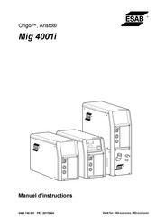 Esab Origo Mig 4001i Manuel D'instructions