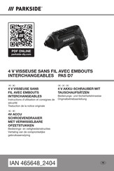Parkside 465648 2404 Instructions D'utilisation Et Consignes De Sécurité
