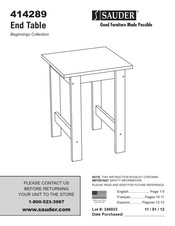 Sauder Beginnings 414289 Mode D'emploi