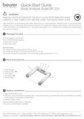 Beurer BF 221 Guide De Démarrage Rapide