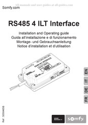 SOMFY RS485 4 ILT Interface Notice D'installation Et D'utilisation