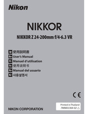 Nikon NIKKOR Z 24-200mm f/4-6.3 VR Manuel D'utilisation