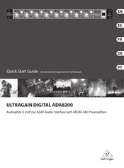 Behringer ULTRAGAIN DIGITAL ADA8200 Guide Rapide