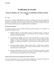 Philips HeartStart MRx Notification De Sécurité Produit