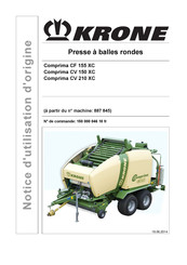 Krone Comprima CF 155 XC X-treme Notice D'utilisation D'origine