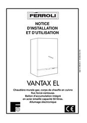 Ferroli VANTAX EL G20 Notice D'installation Et D'utilisation
