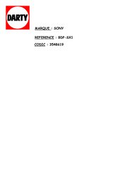 Sony BDP-SX1 Mode D'emploi
