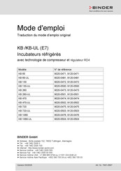 Binder KB Série Mode D'emploi
