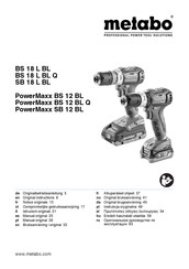 Metabo SB 18 L BL Notice Originale