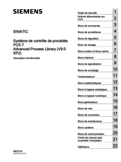 Siemens SIMATIC PCS 7 Advanced Process Library V9.0 SP2 Conception Et Fonctionnement