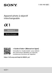 Sony Alpha 1 ILCE-1 Mode D'emploi