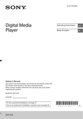 Sony RSX-GS9 Mode D'emploi