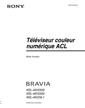 Sony BRAVIA KDL-40V2500 Mode D'emploi