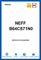 NEFF B64CS71 0 Série Manuel D'utilisation Et Notice D'installation