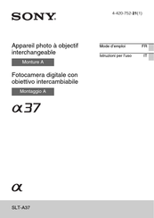 Sony Alpha SLT-A37 Mode D'emploi