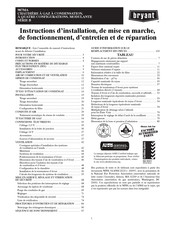 Bryant 987MA Instructions D'installation, De Mise En Marche, De Fonctionnement, D'entretien Et De Réparation