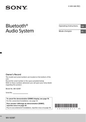 Sony WX-920BT Mode D'emploi