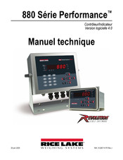 Rice Lake Weighing Systems Performance 880 Série Manuel Technique