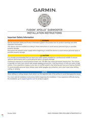 Garmin FUSION Apollo Instructions D'installation