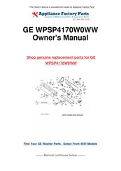 GE WPSF4170 Manuel D'utilisation