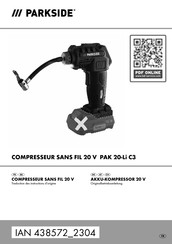 Parkside PAK 20-Li C3 Traduction Des Instructions D'origine