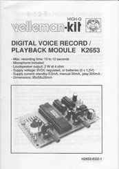 Velleman K2653 Mode D'emploi