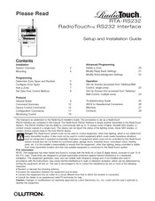Lutron Radio Touch RTA-RS232 Guide D'installation Et De Mise En Service