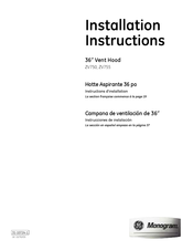 GE Monogram ZV755 Instructions D'installation