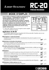 Boss RC-20 Mode D'emploi