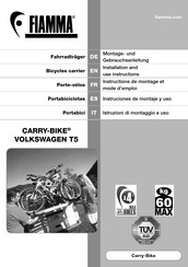 Fiamma CARRY-BIKE VOLKSWAGEN T5 Instructions De Montage Et Mode D'emploi