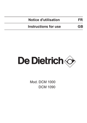 De Dietrich DCM 1090 Notice D'utilisation