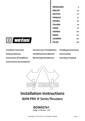 Vetus BOWA0761 Instructions D'installation