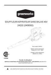 GreenWorks 2408502 Guide D'utilisation