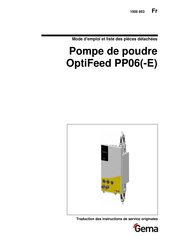 Gema OptiFeed PP06-E Mode D'emploi Et Liste Des Pièces Détachées