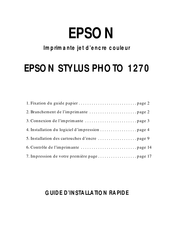 Epson STYLUS PHOTO 1270 Guide D'installation Rapide