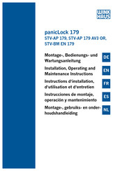 Winkhaus panicLock 179 Instructions D'installation, D'utilisation Et D'entretien